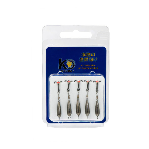 Мормышка Kyoda Черт с подвесным тройником, размер S, вес 0,8 гр черный никель 5 шт