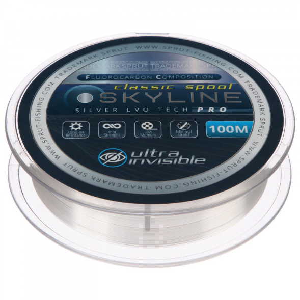 Леска SPRUT Skyline Fluorocarbon Composition EvoTech Classic Silver 0.355 100м