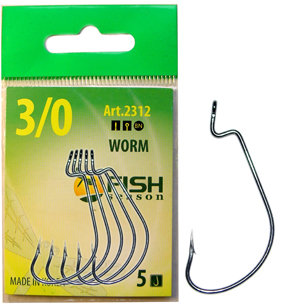 Крючок FISH SEASON Worm №4/0 BN 5шт офсет. 2312-0024F